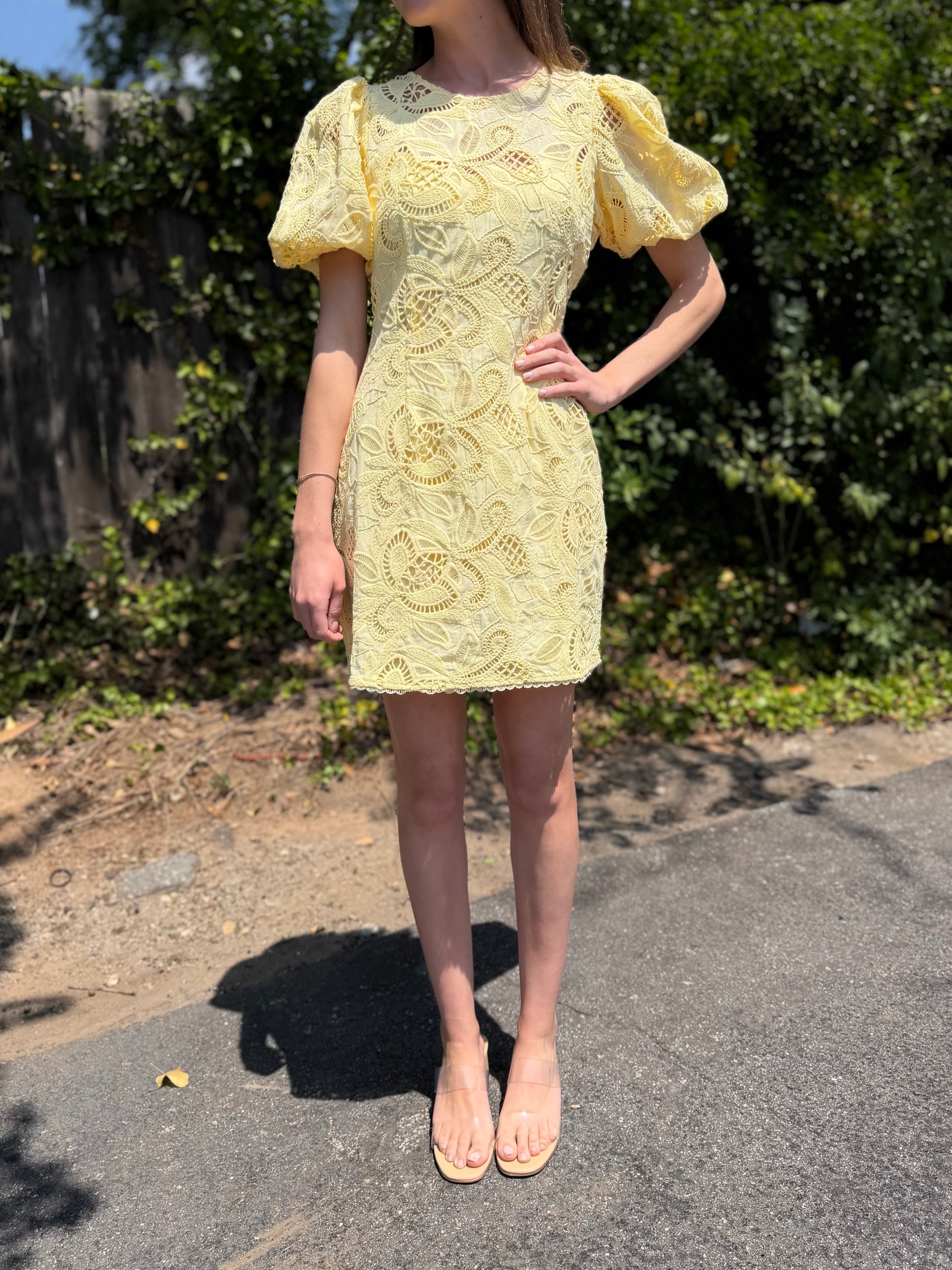 pale yellow lace dress Feyla Elegant White Lace Dress For Women Light Yellow Dress Elegant Long Dress Long Sleeve Dress Valentine's Day Outfit