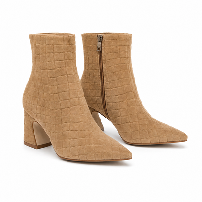 Etoile Leather Croco Suede Bootie in almond by Bruno Menegatti