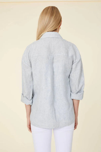 Long Sleeve Stripe Shirt in blue/white by Dolce Cabo