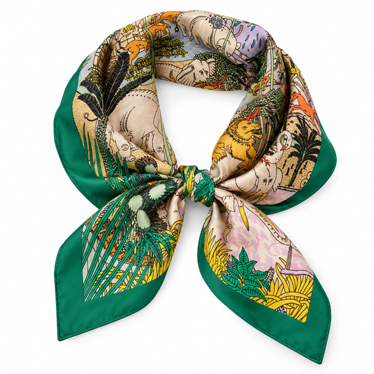 Jungle Print Bandana Scarf in dark green