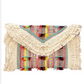 Multi Fringe Color Block Clutch in ivory/multi