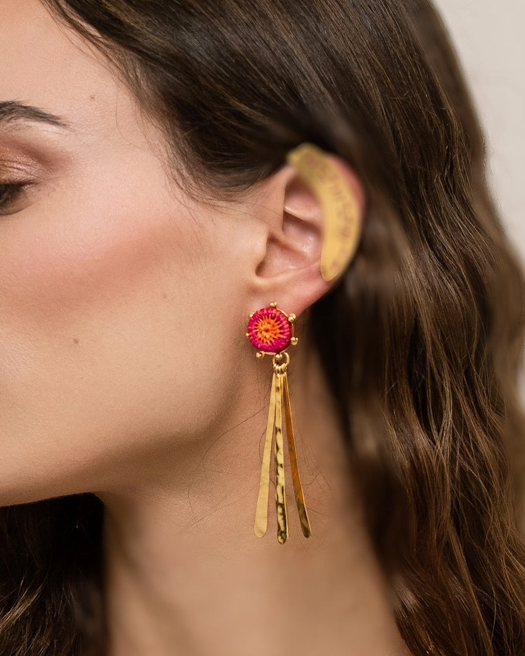 Elizabetta Earrings in ochre & natural by Bamboleira