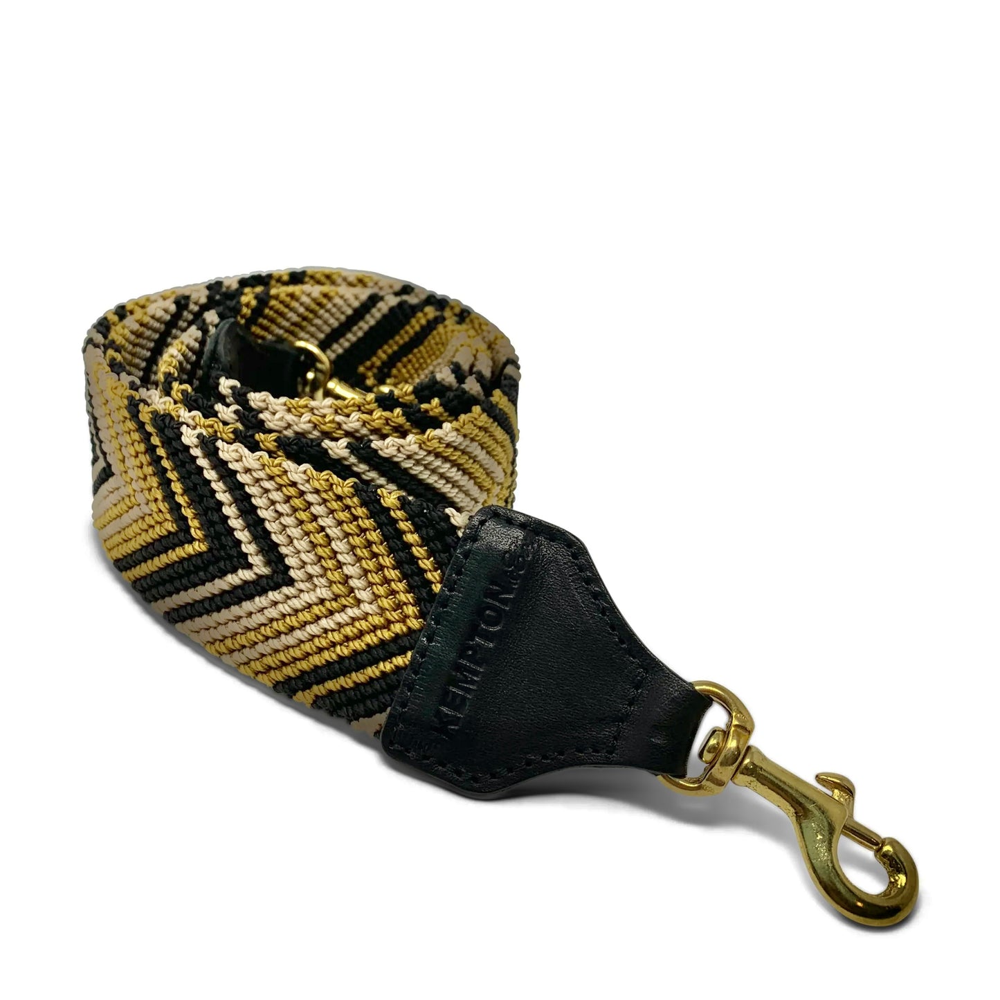 Woven Bag Strap in mustard, blush & black by Kempton