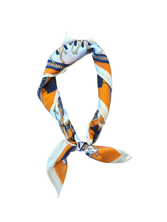 Horse Print Silky Bandana in orange