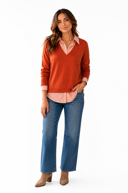 Long Sleeve 2Fer in sienna by J.Society