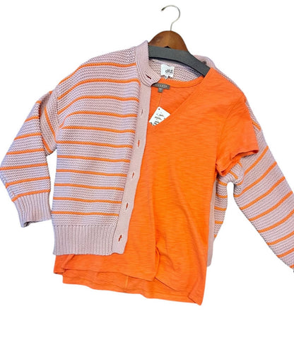 Short Sleeve Back Seam V-Neck in tangerine by Lilla P