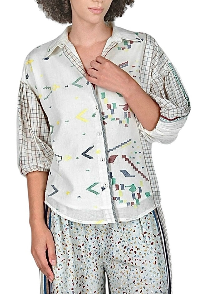 Mitena Handwoven Shirt in ivory by Conditions Apply