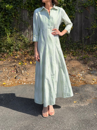 Alexa English Stripe Dress in green by Beau & Ro