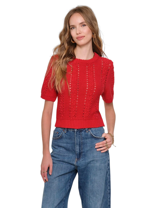 Bobbi Short Sleeve Sweater in scarlet by Heartloom