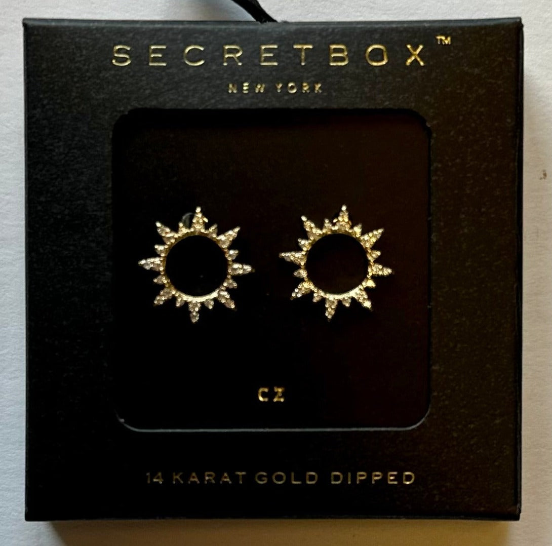 CZ Sun Stud in gold by Secretbox