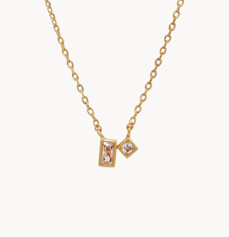 Petite Bezel CZ Necklace in gold by Secretbox