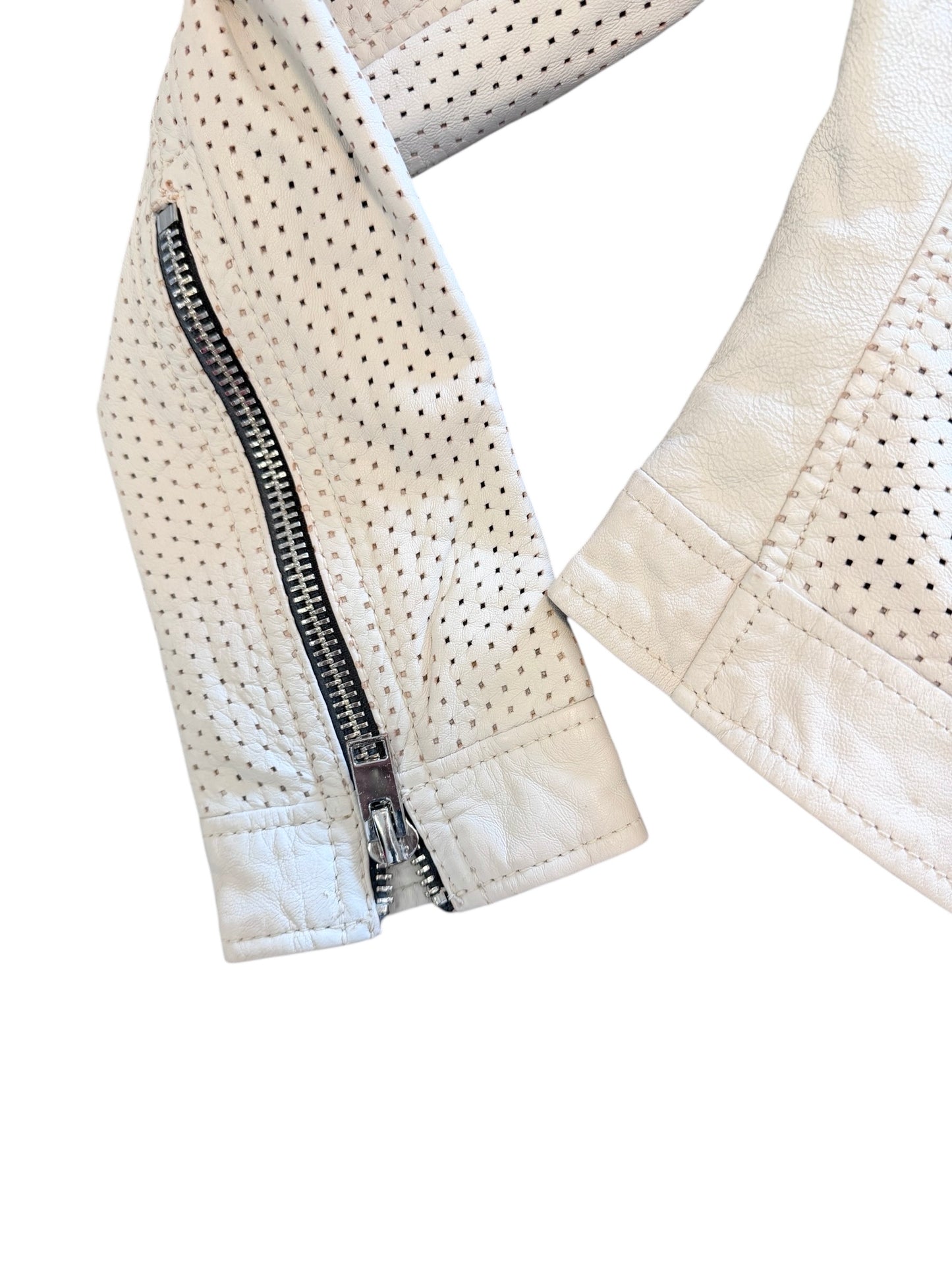 Shala RF Leather Jacket in off white by Mauritius