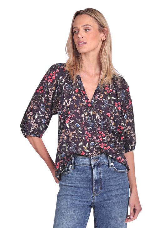 Anna Floral Printed Top in navy by Dylan