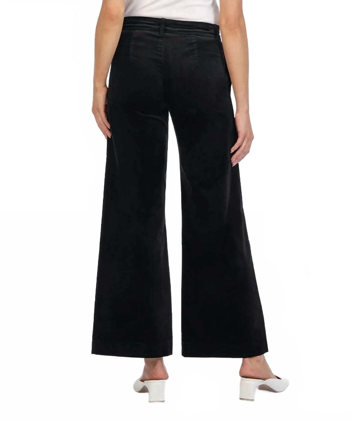 Meg High Rise Wide Leg Velveteen Trouser in black by KUT