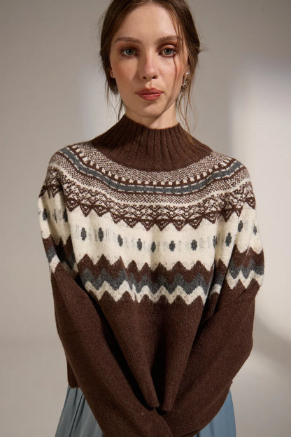 Cinnamon Turtleneck Sweater in brown by Deluc