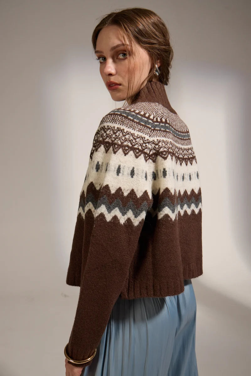 Cinnamon Turtleneck Sweater in brown by Deluc