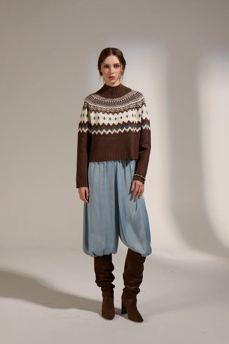 Cinnamon Turtleneck Sweater in brown by Deluc