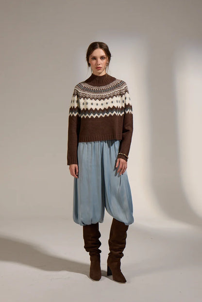 Cinnamon Turtleneck Sweater in brown by Deluc