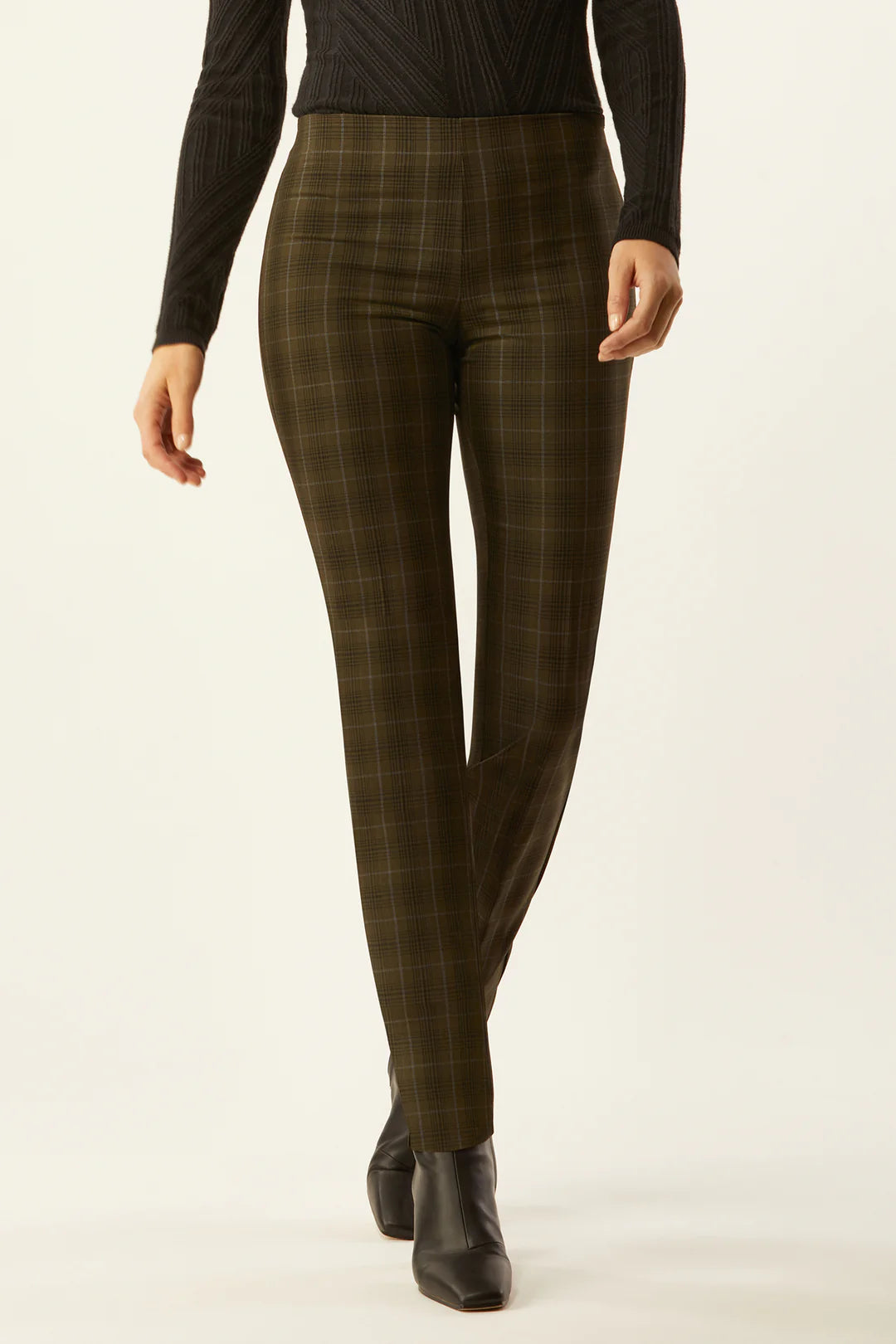 Springfield Classic Pull on Plaid Pant in olive/black by Ecru