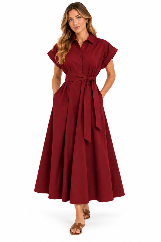 Celine Dress in dark red by Fraiche