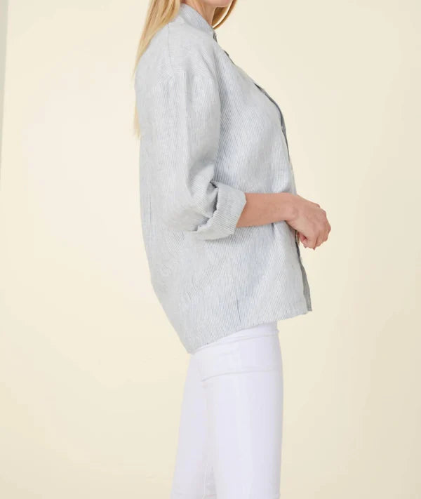 Long Sleeve Stripe Shirt in blue/white by Dolce Cabo