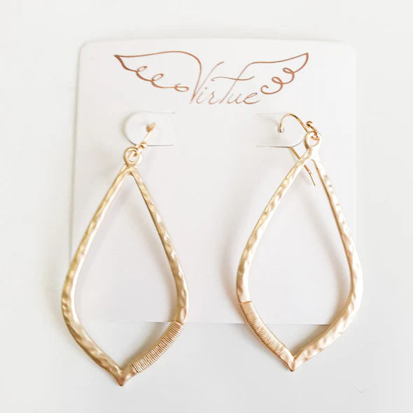 Metal Open Wrapped Teardrop Earring in gold by Virtue