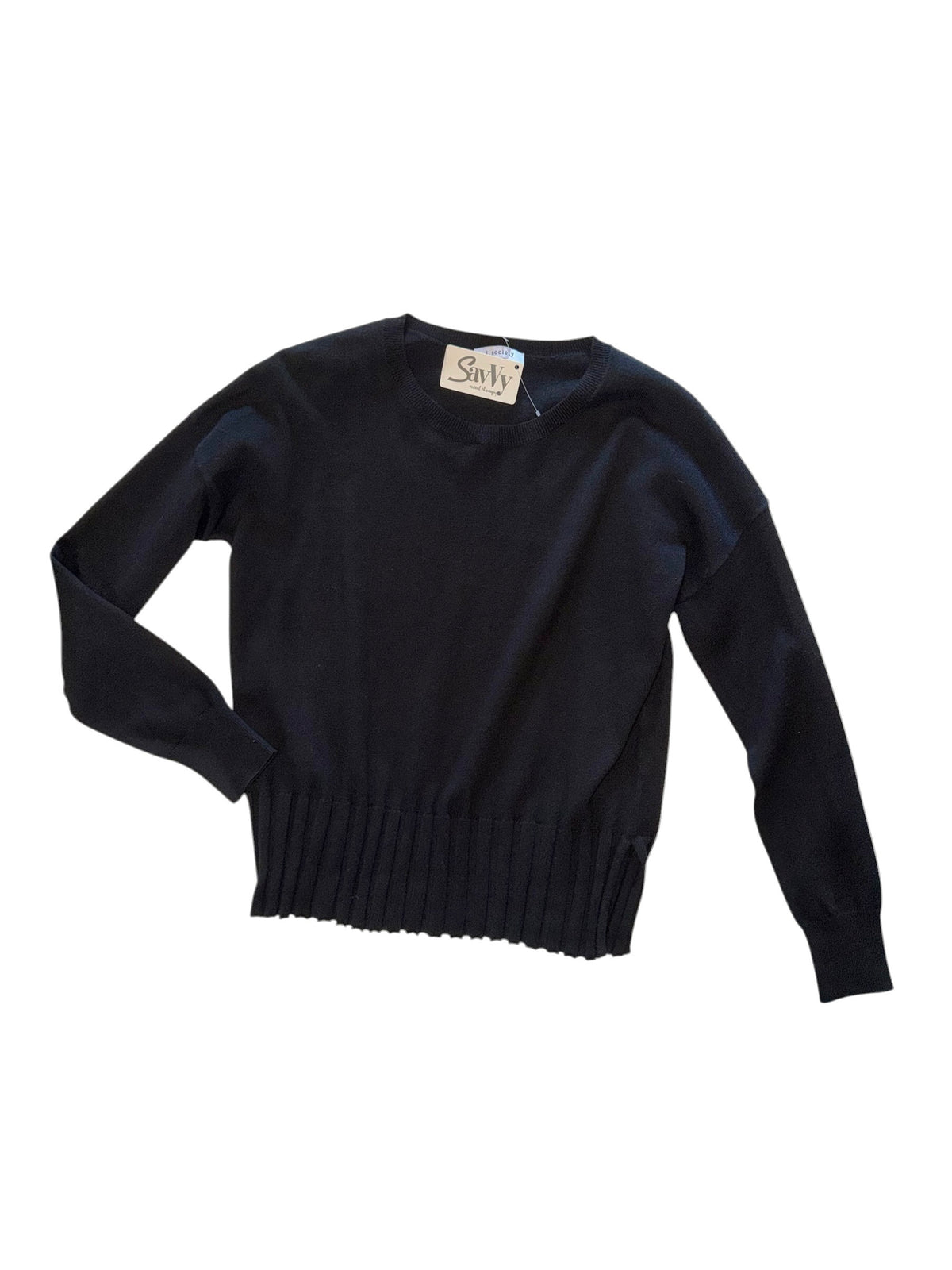 Rib Bottom Crew Sweater in black by J.Society