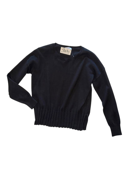 Rib Bottom Crew Sweater in black by J.Society