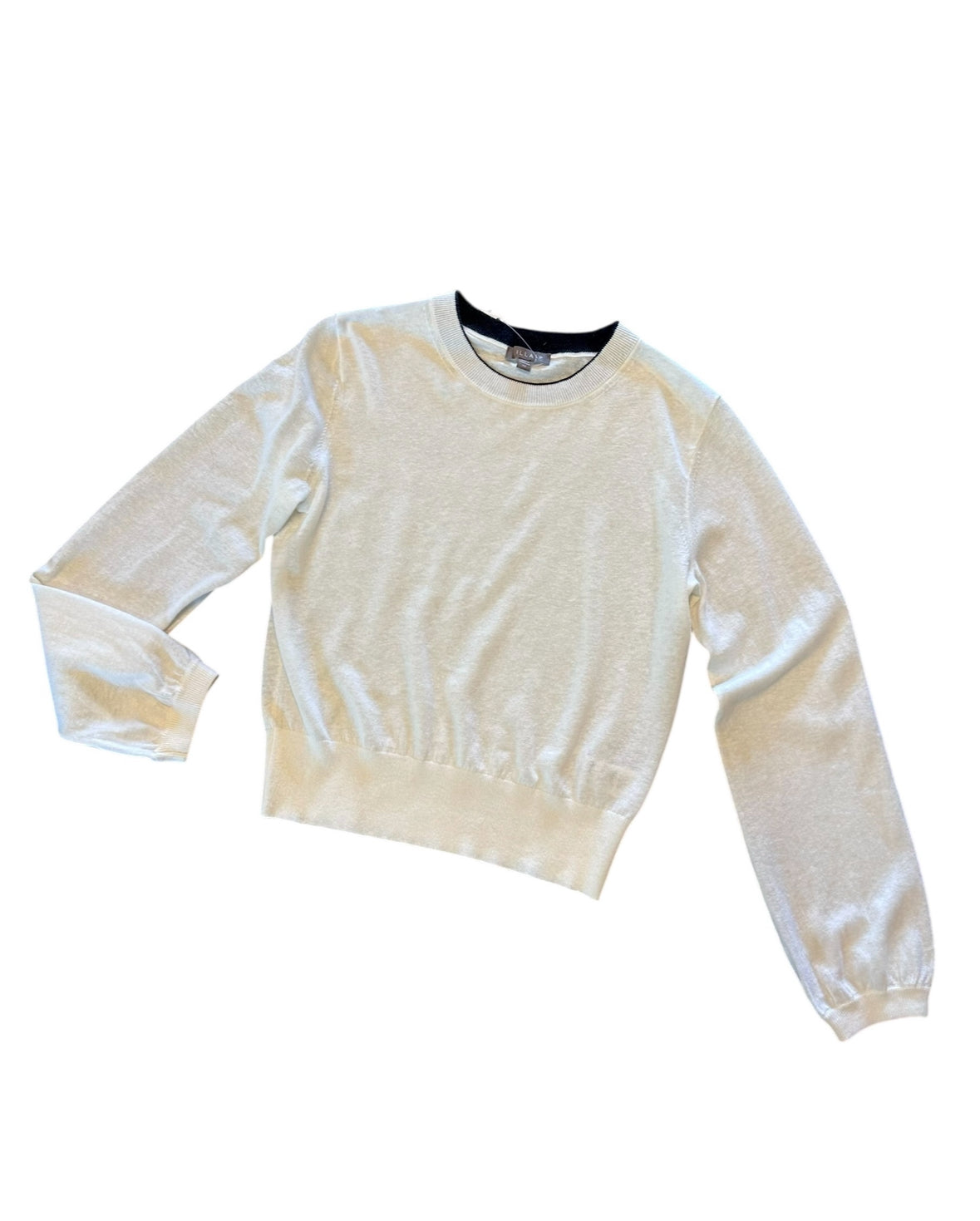Shirred Sleeve Crewneck Sweater in ivory by Lilla P