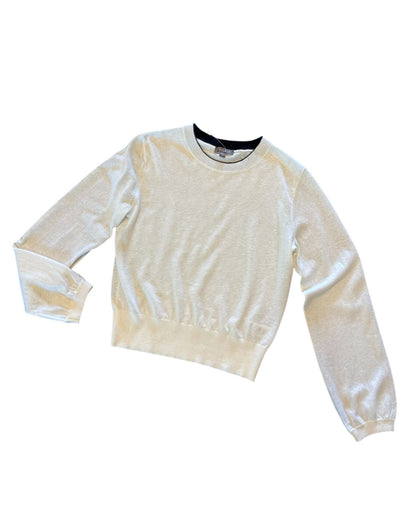 Shirred Sleeve Crewneck Sweater in ivory by Lilla P