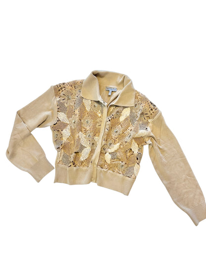 Galicia Lace Front Cardigan in beige by Conditions Apply