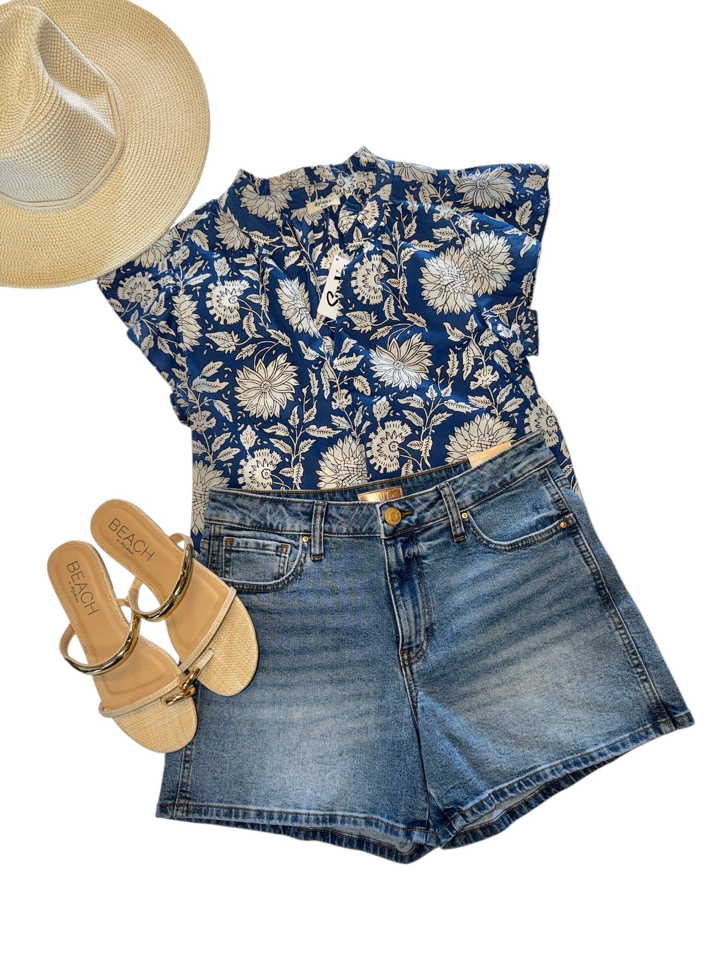 Kyra Printed Top in blue by Dylan