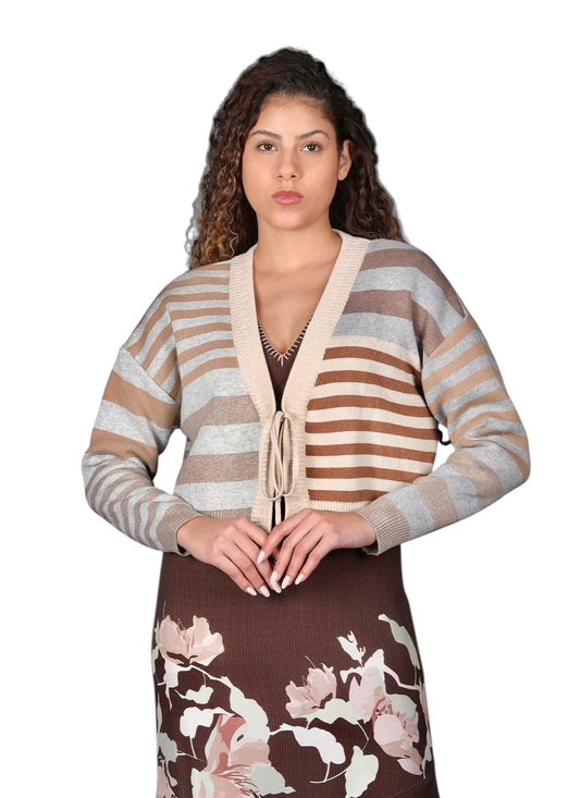 Arietta Stripe Cardigan in ivory by Conditions Apply
