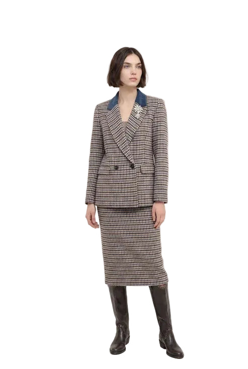 Check Stones Blazer in brown by B-YU