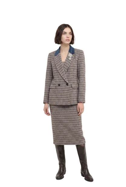 Check Stones Blazer in brown by B-YU