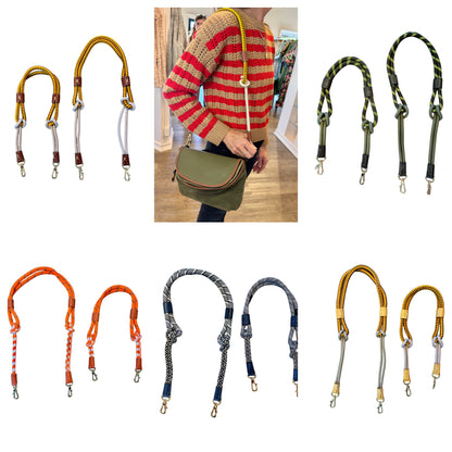 Braided Nylon Strap in yellow rope with brown mesh leather