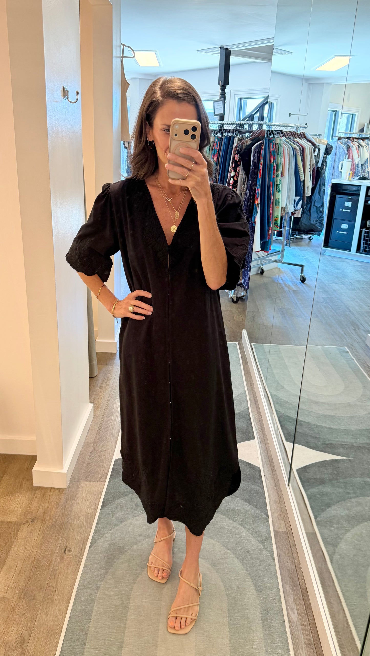 Pia Dress in black linen by Bindu