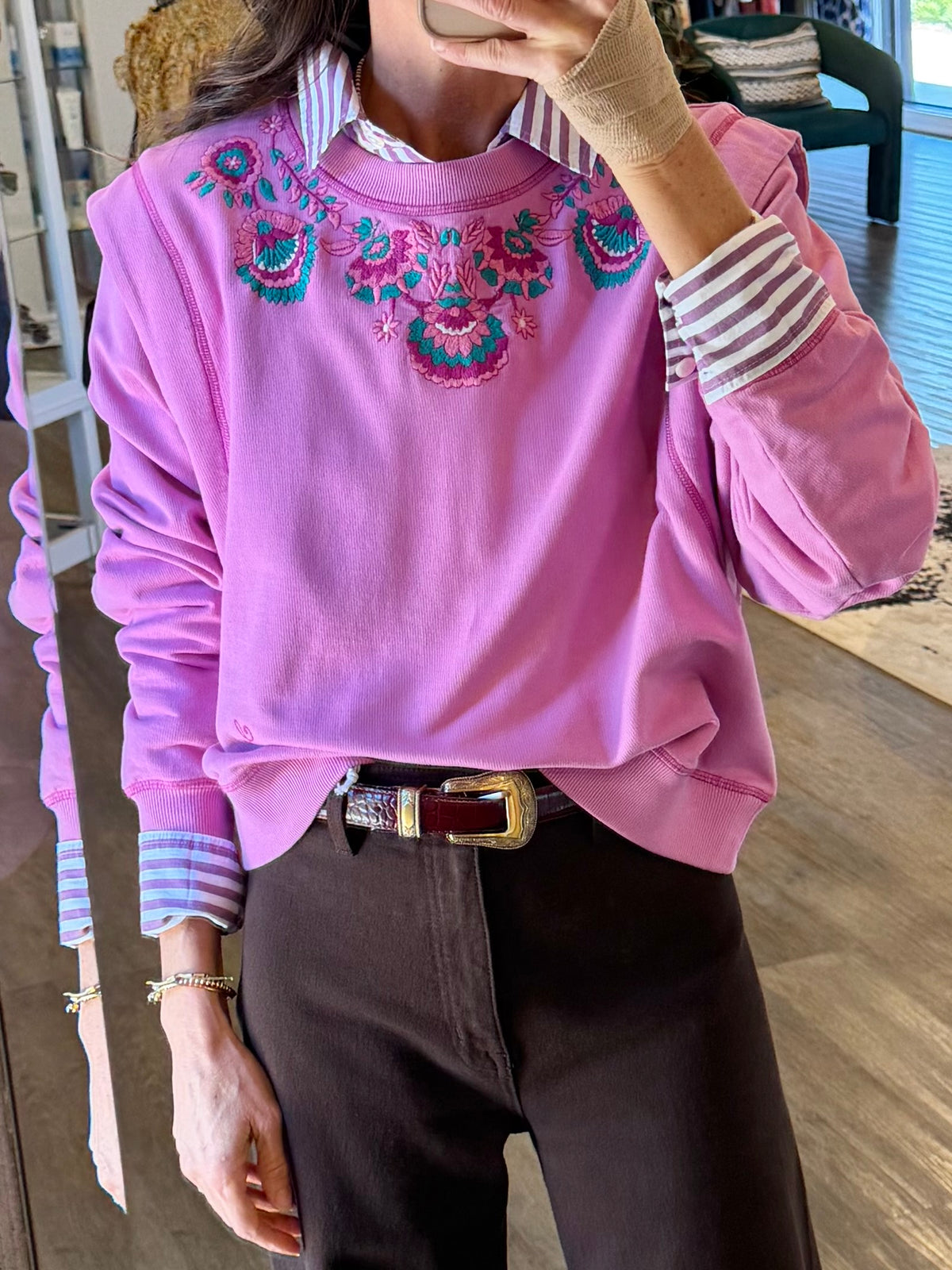 Ostrea Embroidered Sweatshirt in dusty pink by Louise Misha