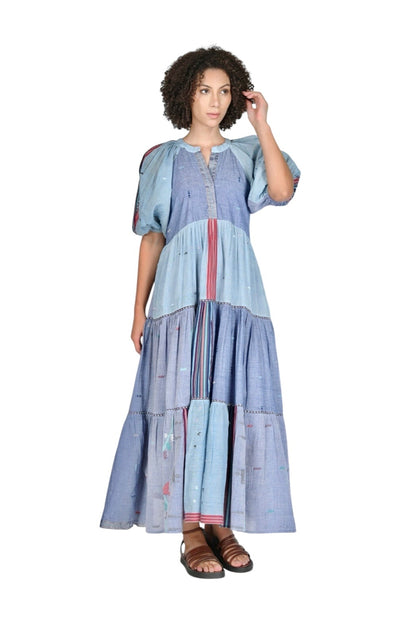 Jalene Handwoven Dress in iris blue by Conditions Apply