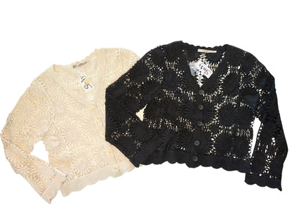 Crochet Cardigan in black by Esqualo