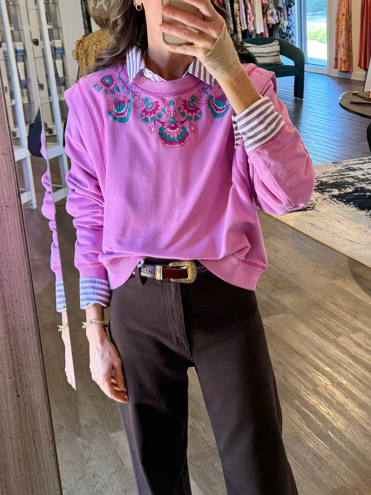 Ostrea Embroidered Sweatshirt in dusty pink by Louise Misha