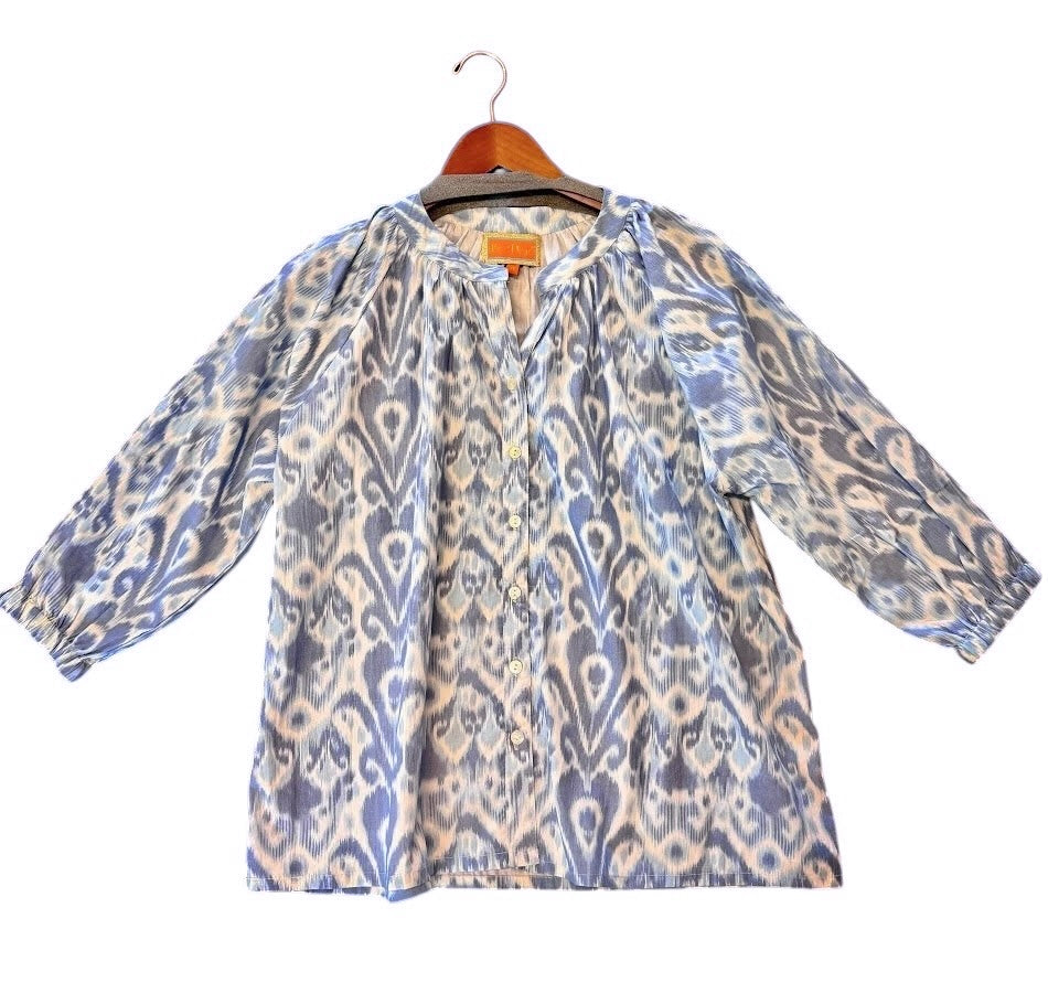 Margot Ikat Top in blue/white by La Plage