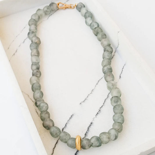 16" Glass Washer Necklace in grey by Virtue