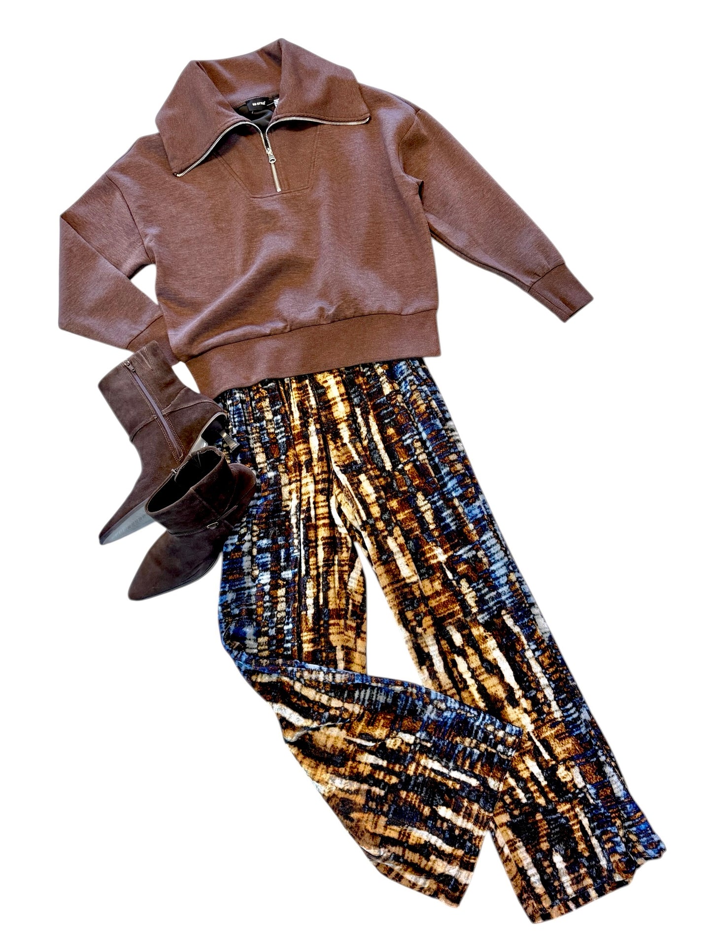 Sean Soft Knit Half Zip Pullover in umber mélange by RD