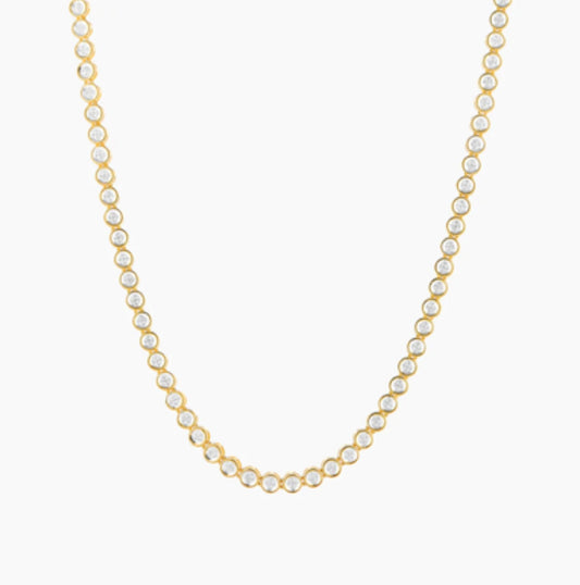 Diamond Essential Tennis Necklace in gold by Ella Stein