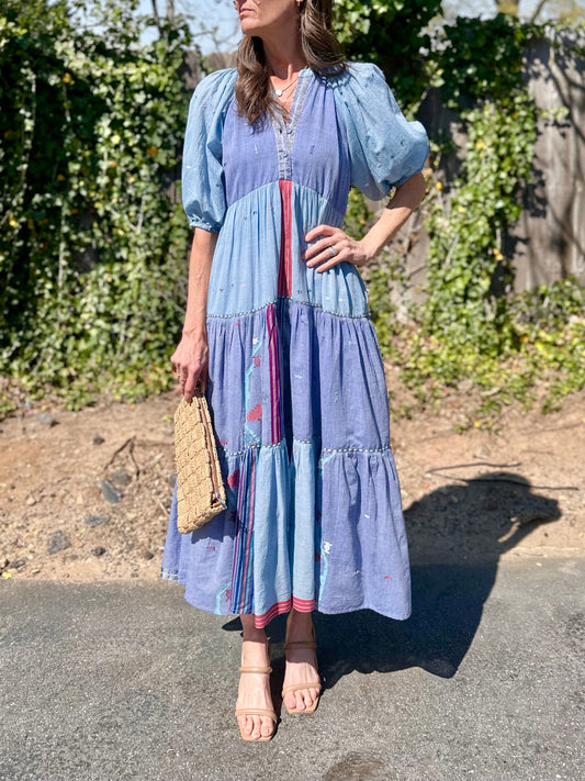 Jalene Handwoven Dress in iris blue by Conditions Apply