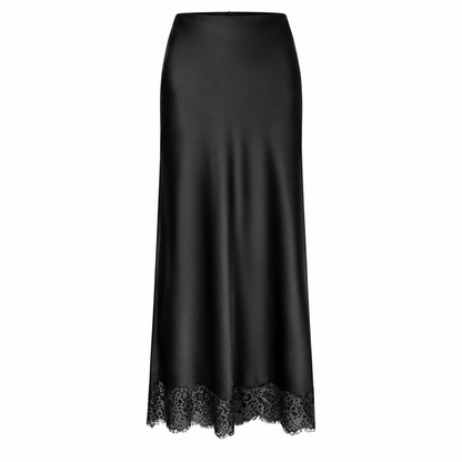 Satin Slip Skirt with Lace in black by Esqualo