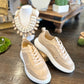 Carrie Leather Lace Up Sneaker in natural by Silent D