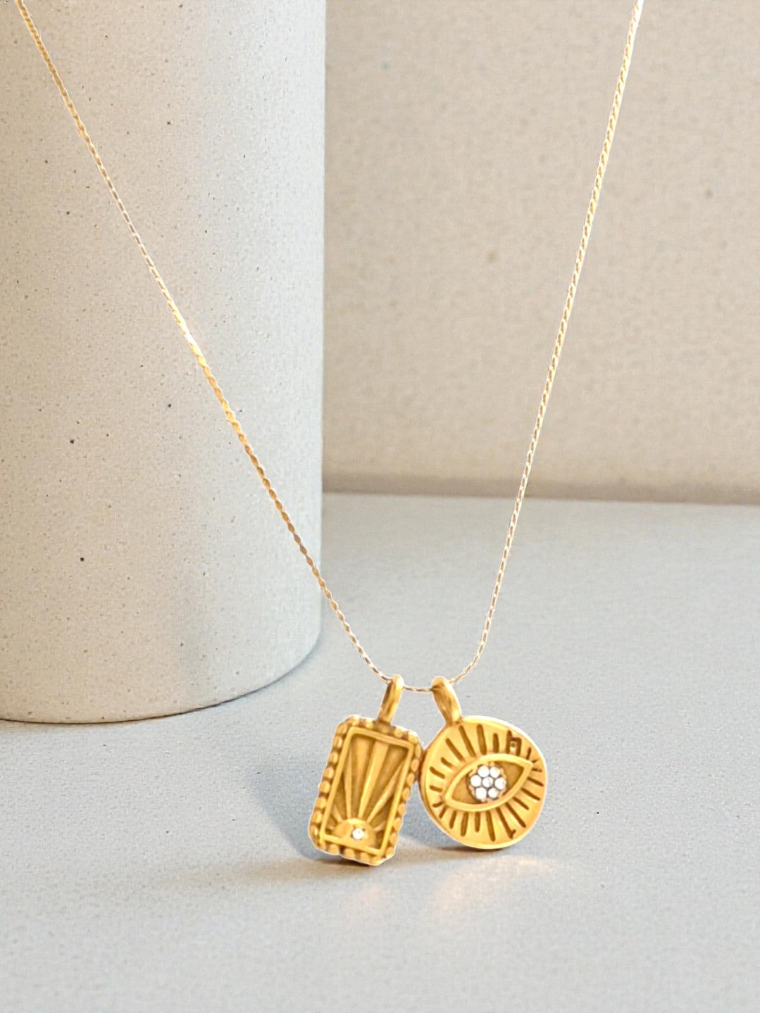Bright Eyed Charm Necklace in gold by Farrah B