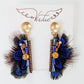 Hammered Post with Beaded Feather in navy by Virtue